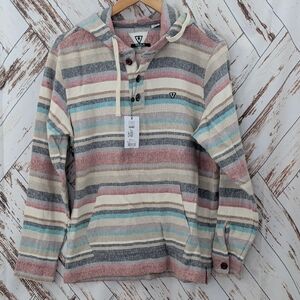Vissla Paso Robles Popover Drawstring Striped Hooded Sweatshirt